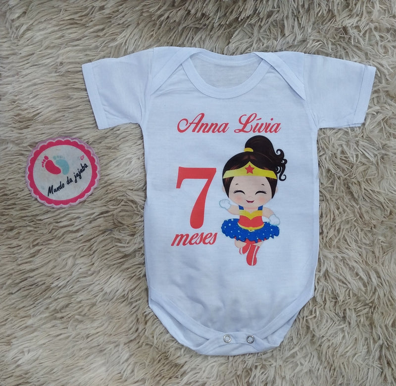 Body Personalizado Mesversário Mulher Maravilha