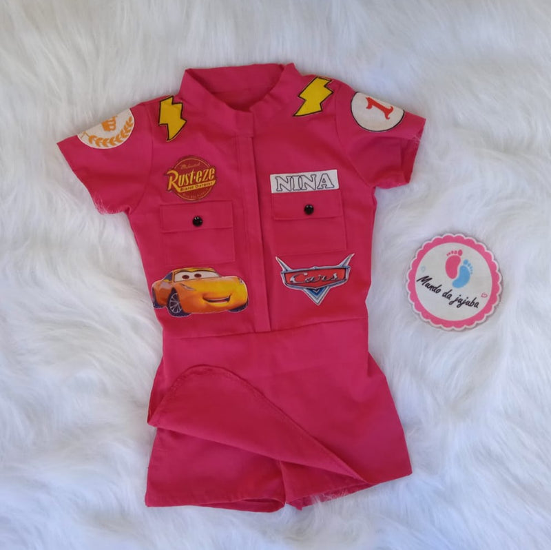 Macacão Tradicional Personalizado Cars Ramires infantil Short Saia