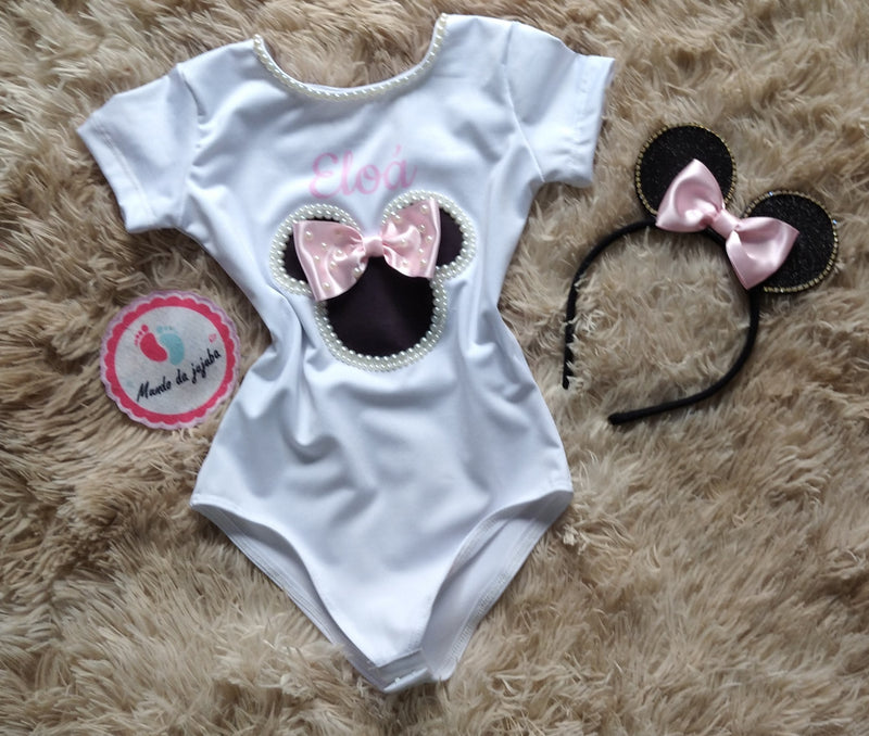 Body Personalizada Minnie Infantil + tiara