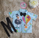 Camisa Temática Mundo Bita Pipas e Balões + Suspensório Infantil