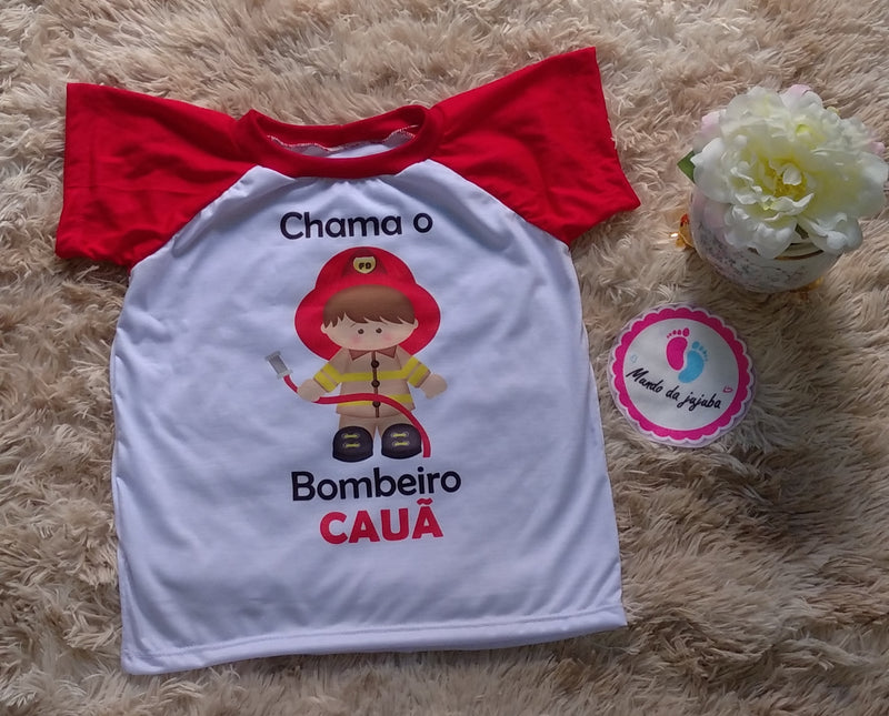 Camiseta Personalizada Chama o bombeiro Infantil