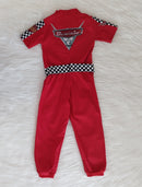 Macacão Cars com Detalhes Quadriculado na Manga Infantil