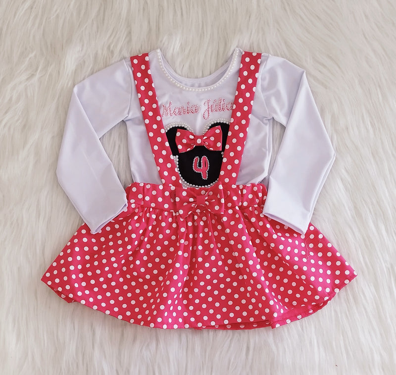 Conjunto Minnie Pink com Detalhes de Pérolas Infantil
