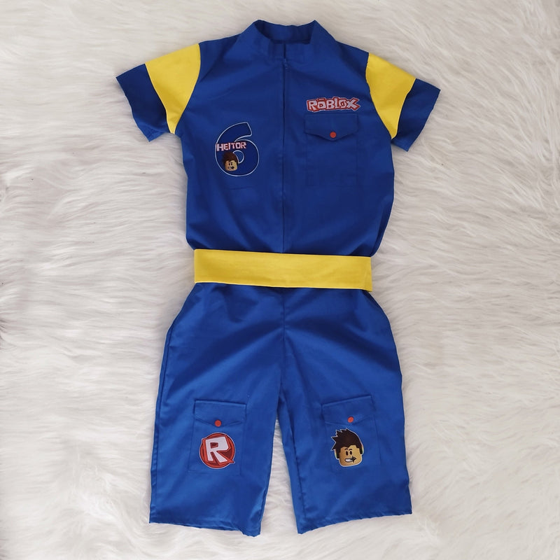 Macacão Roblox com detalhes amarelo infantil