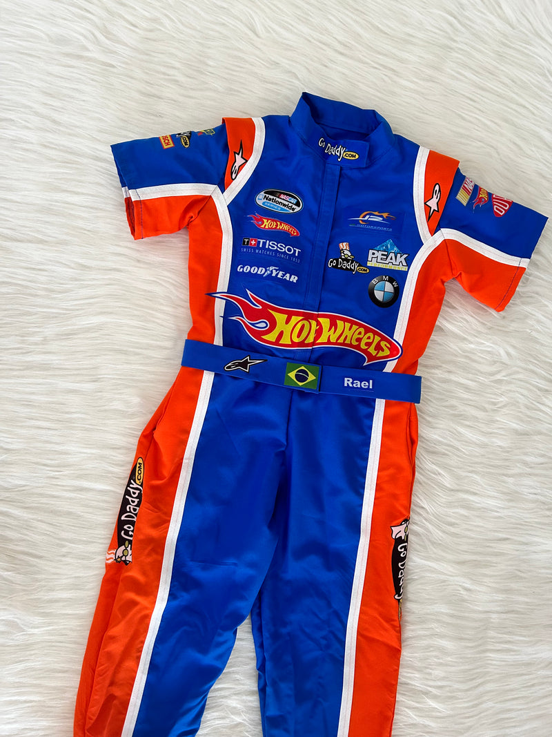 Macacão hotwheels nascar infantil
