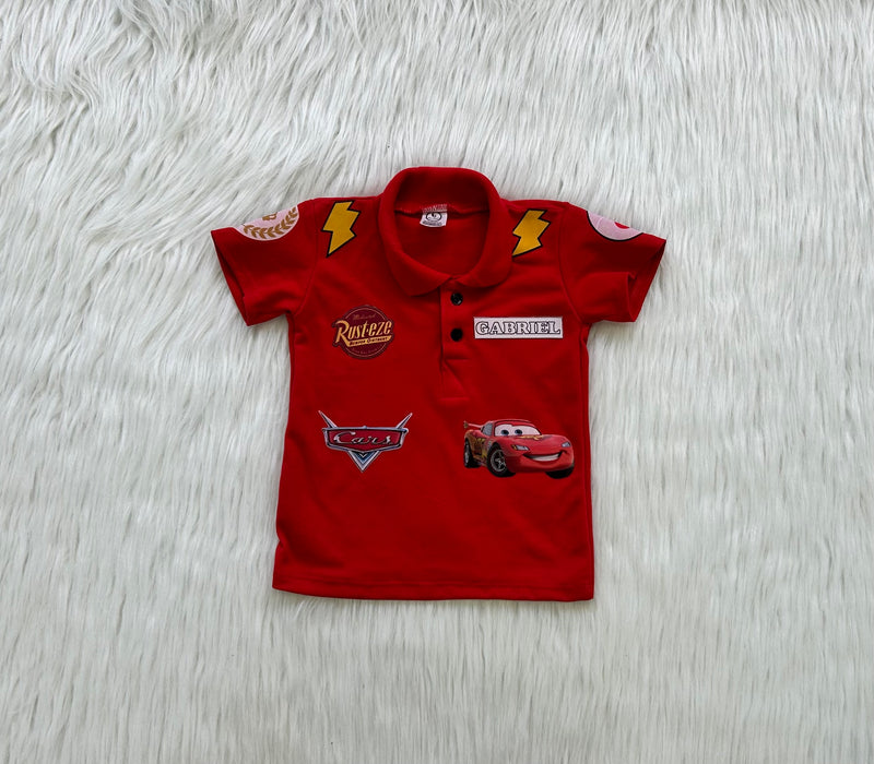 Camiseta Polo Carros com estampa nas costas Infantil