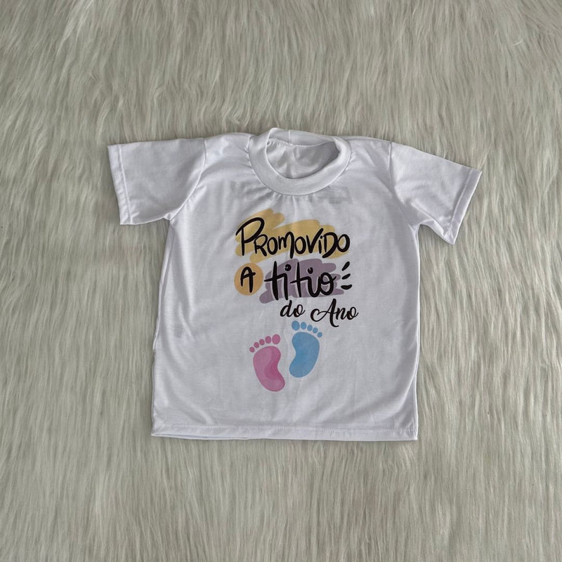 Camiseta Personalizada Promovido a Titio (a) do ano Infantil