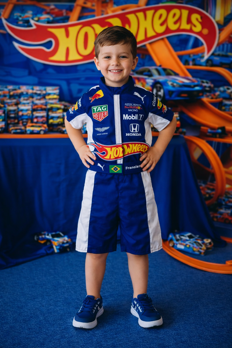 Macacão hotwheels redbull infantil