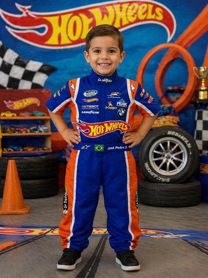 Macacão hotwheels nascar Rael infantil