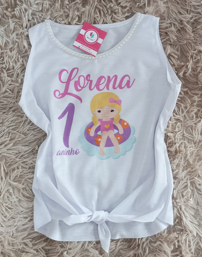 Camiseta Regata Pool Party Personalizada Infantil