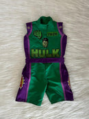 Macacão Hulk com Detalhe Roxo na Lateral Infantil 💚💜