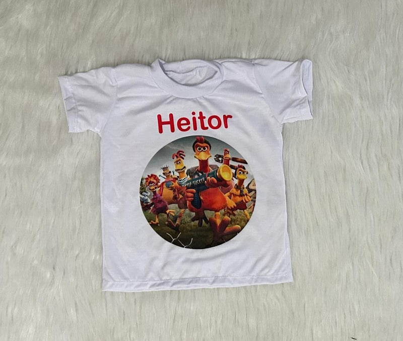 Camiseta Personalizada Fuga das Galinhas Infantil 🐔🎬