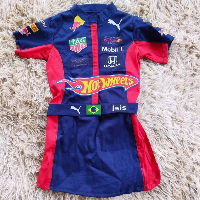 Macacão hotwheels redbull menina infantil
